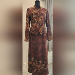 Requirements Brown Paisley Skirt Set